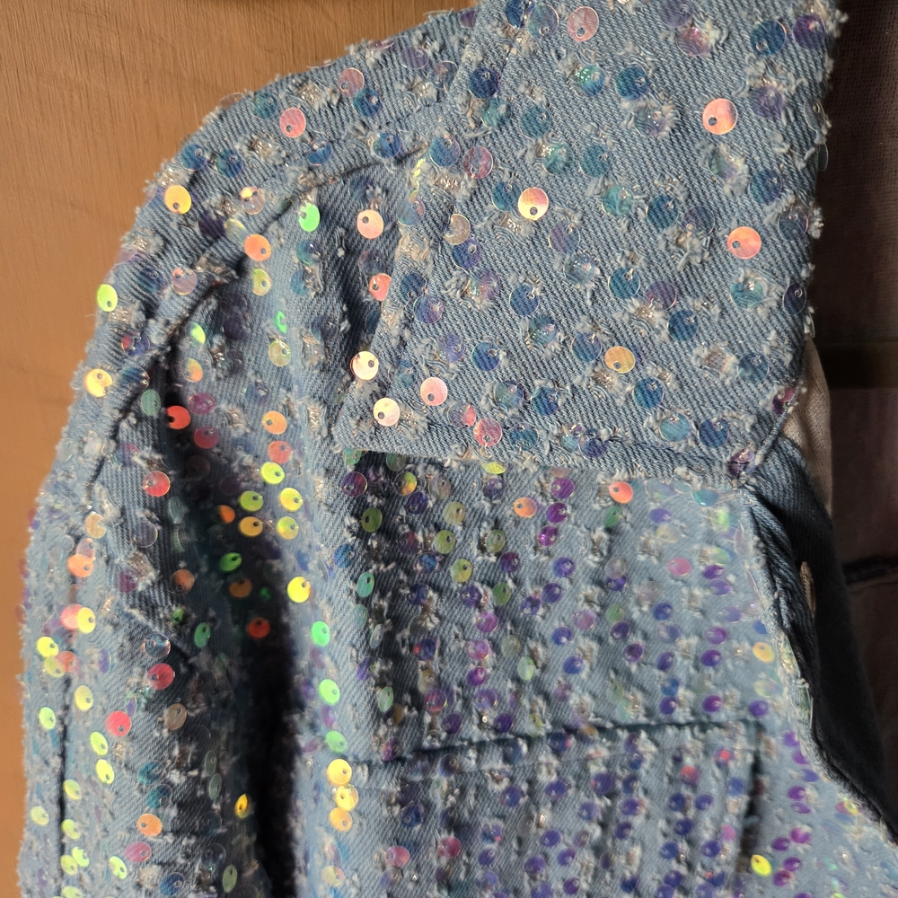 Hot & Delicious Blue Iridescent Sequin Jacket - Picture 3 of 9
